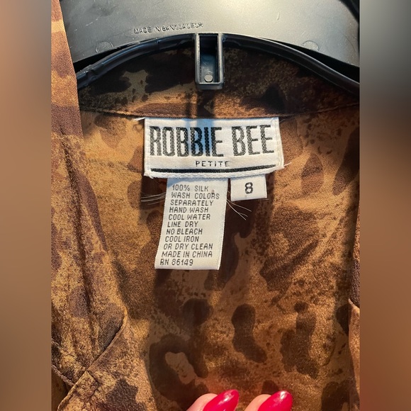 Vintage Robbie Bee Petite Cheetah print silk dress - size 8 - Picture 5 of 5
